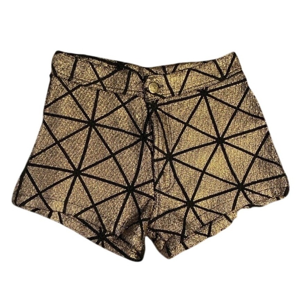 Gold Sparkle Booty‎ Shorts Size PXL Hot Pants Disco 70s Stretch Club Shorts
